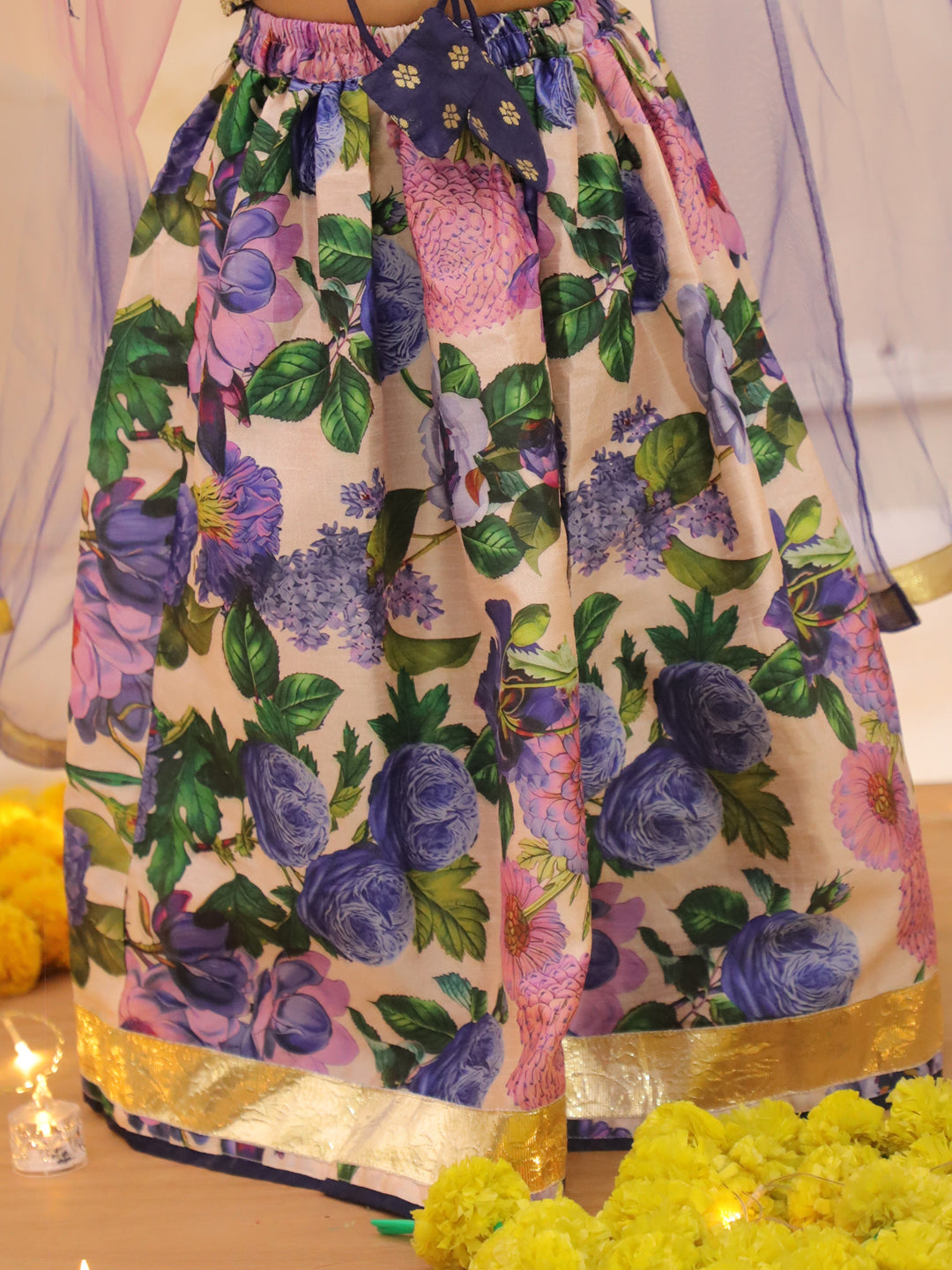 KID1 Lakshmi Rani Lehenga With Dupatta Navy
