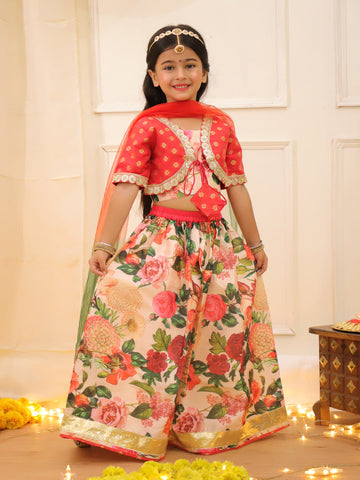 KID1 Lakshmi Rani Lehenga With Dupatta Peach