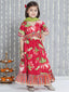 KID1 Floral Top With Lehenga Dupatta Set Pink