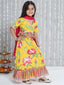 KID1 Floral Top With Lehenga Dupatta Set Yellow
