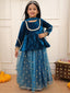 Kid One Alina Velvet Lehenga Choli With Dupatta Blue