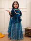 Kid One Alina Velvet Lehenga Choli With Dupatta Blue