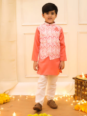 KID1 Samar Attached Jacket Kurta Pyjama Peach