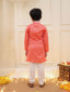 Samar Silk Attached Jacket Kurta Pyjama Peach