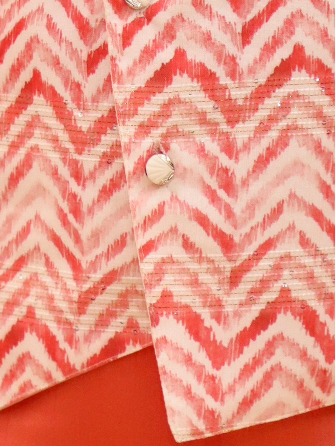 Samar Silk Attached Jacket Kurta Pyjama Peach