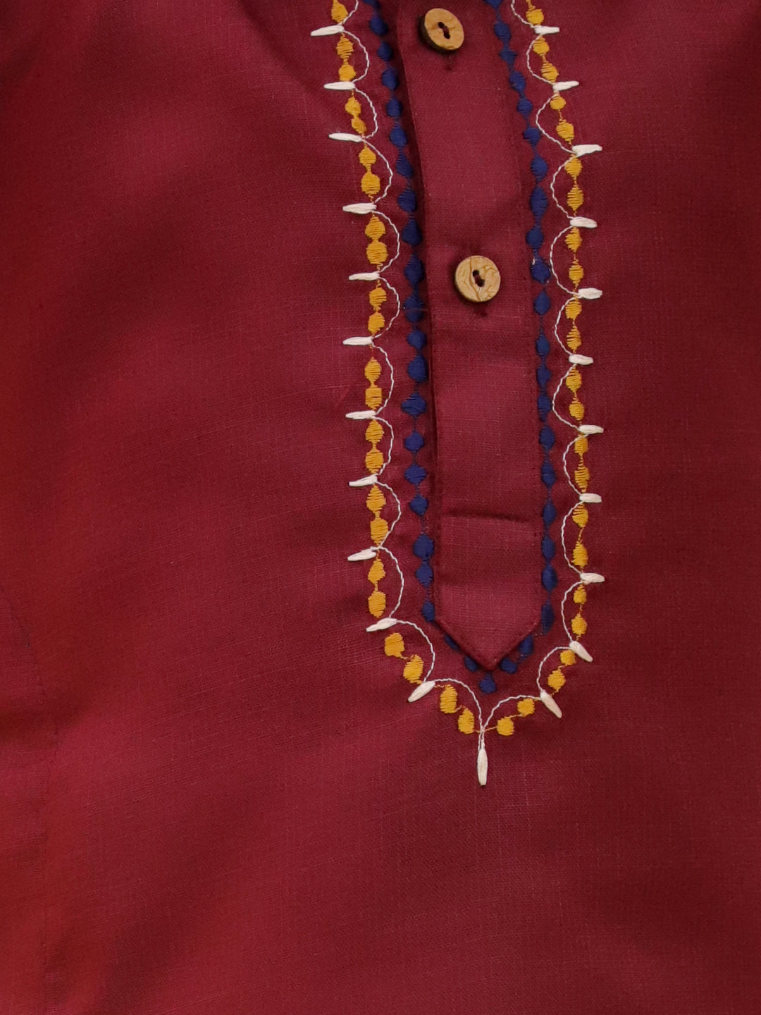 KID1 Embroidered Kurta and Pyjama Set Maroon