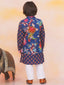 KID1 Nawab Long Jacket Kurta Set Navy Blue