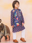KID1 Nawab Long Jacket Kurta Set Navy Blue