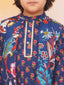 KID1 Nawab Long Jacket Kurta Set Navy Blue