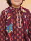KID1 Nawab Long Jacket Kurta Set Wine