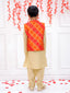 KID1 Bandhani Bundi With Gold Kurta Pyjama Orange