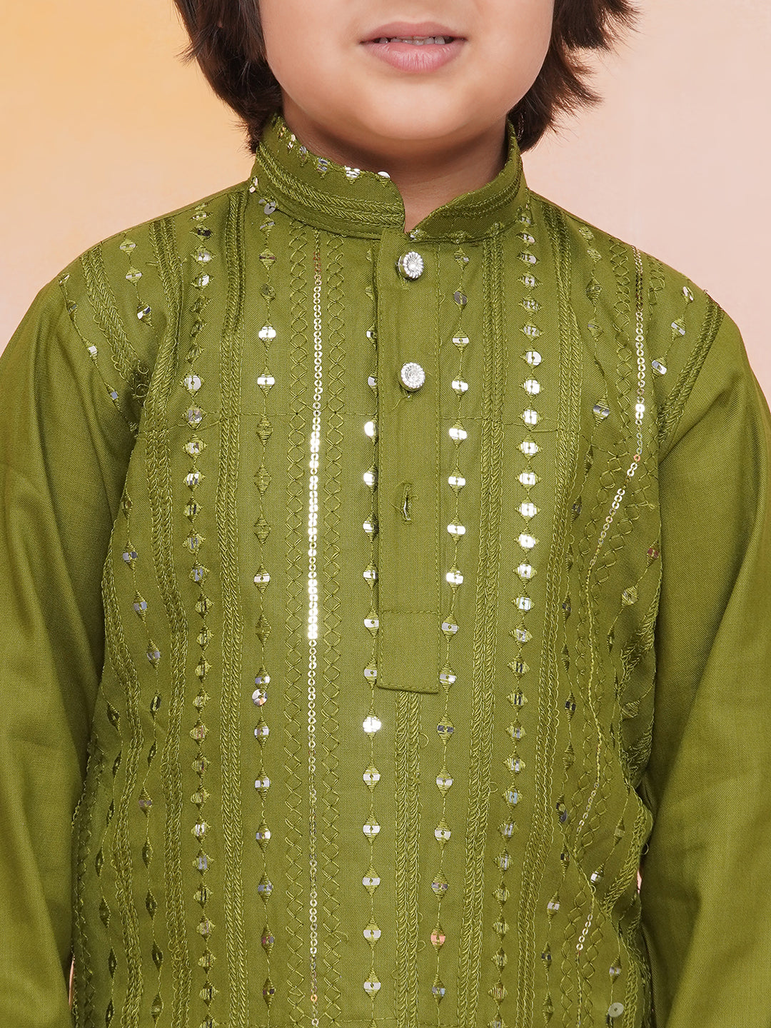 KID1 Mirror Shimmer Rayon Kurta Pyjama Green