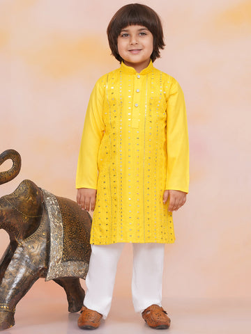 KID1 Mirror Shimmer Rayon Kurta Pyjama Yellow