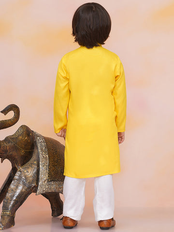 KID1 Mirror Shimmer Rayon Kurta Pyjama Yellow