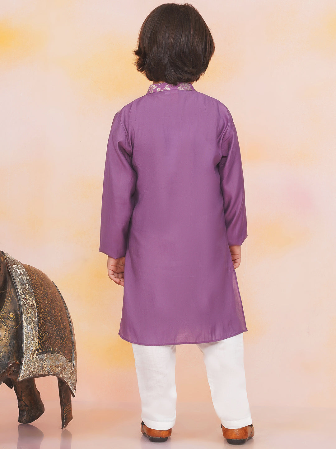 KID1 Attached Jacket Silk Kurta Set Purple
