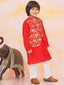 KID1 Attached Jacket Silk Kurta Set Red