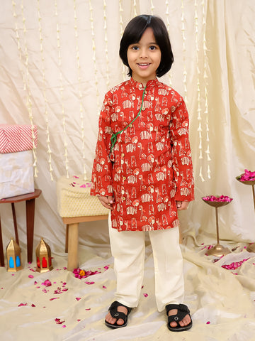 KID1 Jungle Jam Kurta Pyjama Set Maroon