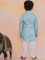 KID1 Rama Slim-Fit Printed Kurta Pyjama Skyblue
