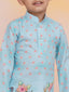 KID1 Rama Slim-Fit Printed Kurta Pyjama Skyblue
