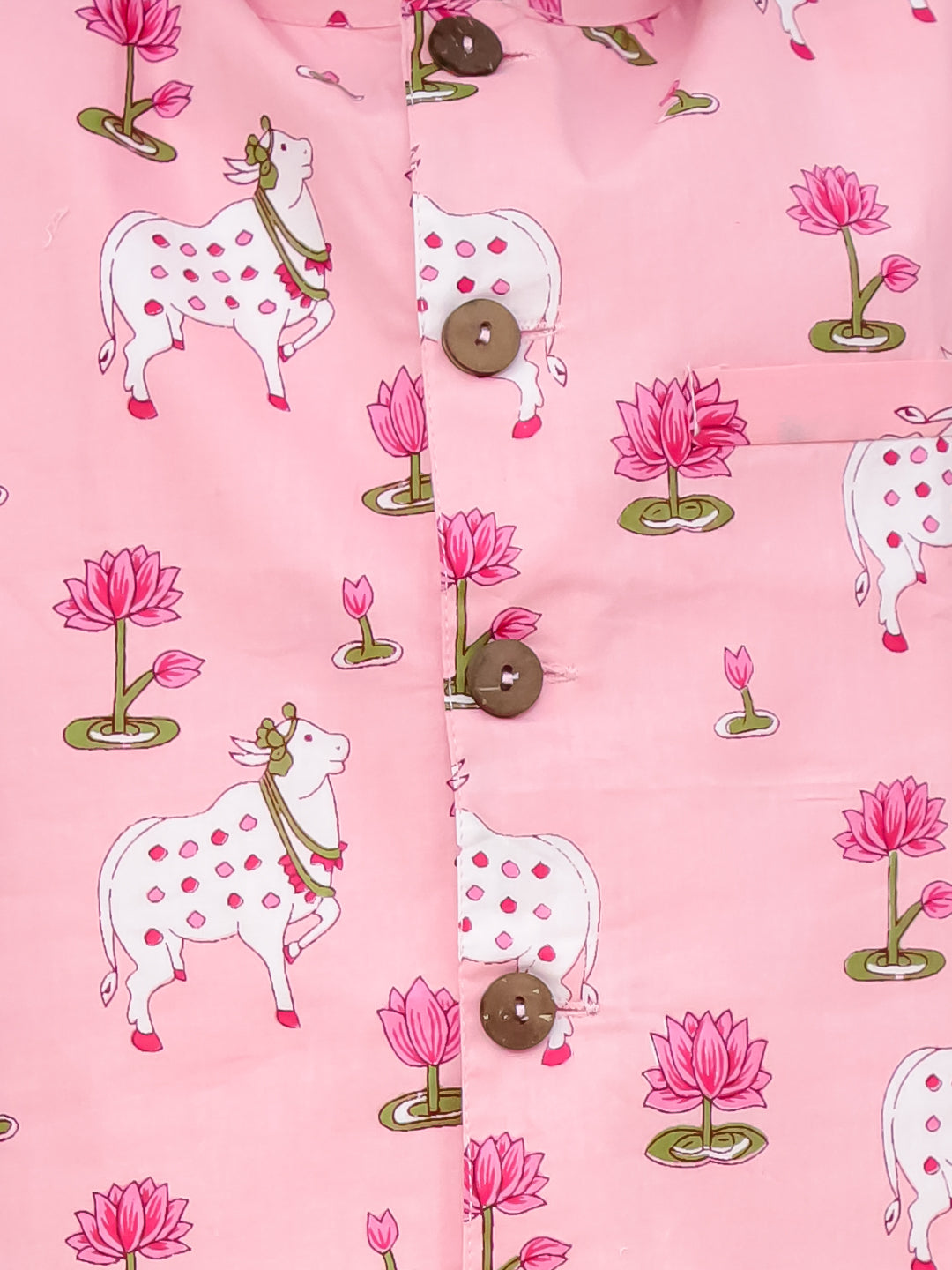 KID1 Nandi Motif Jacket Kurta Set Pink