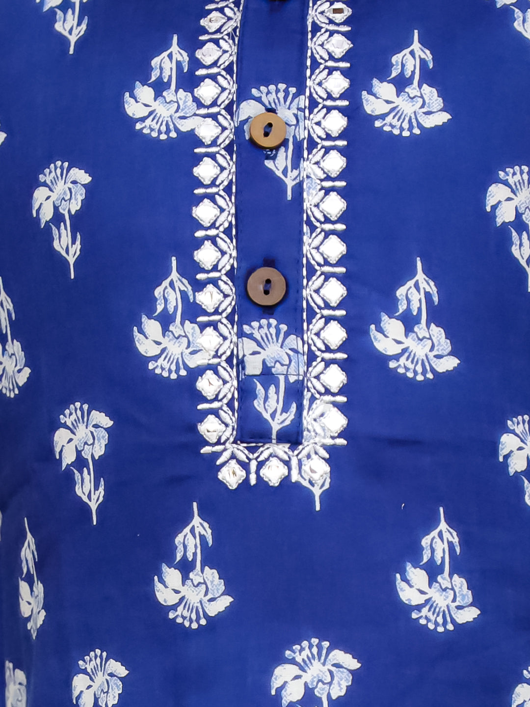 KID1 Floral Tiny Threads Kurta Pajama Set Blue