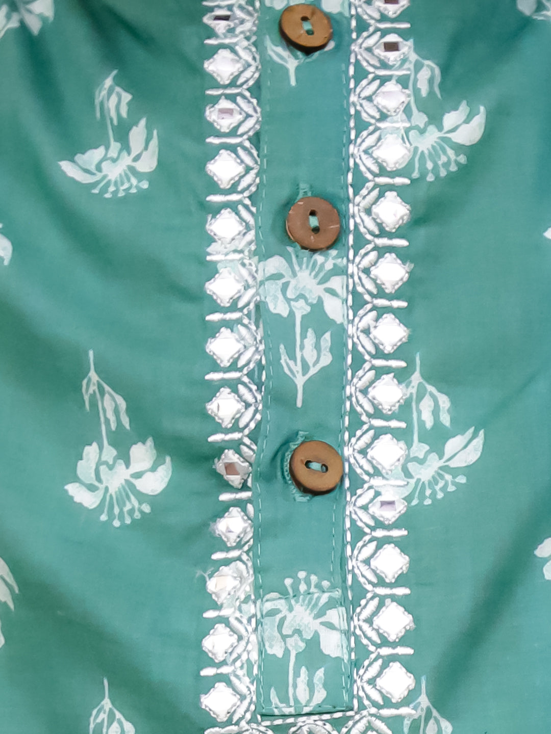 KID1 Floral Tiny Threads Kurta Pajama Set Green