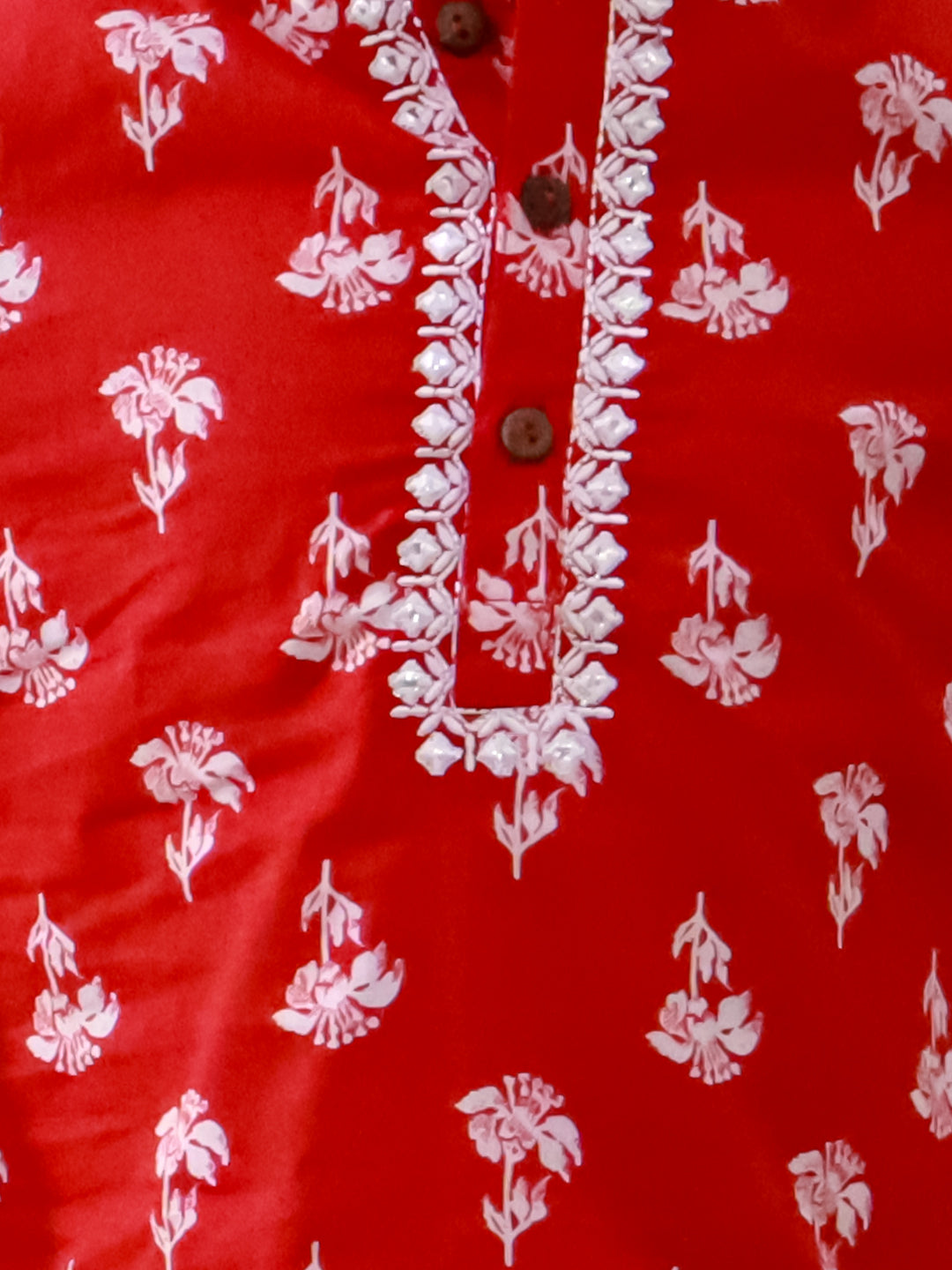 KID1 Floral Tiny Threads Kurta Pajama Set Red