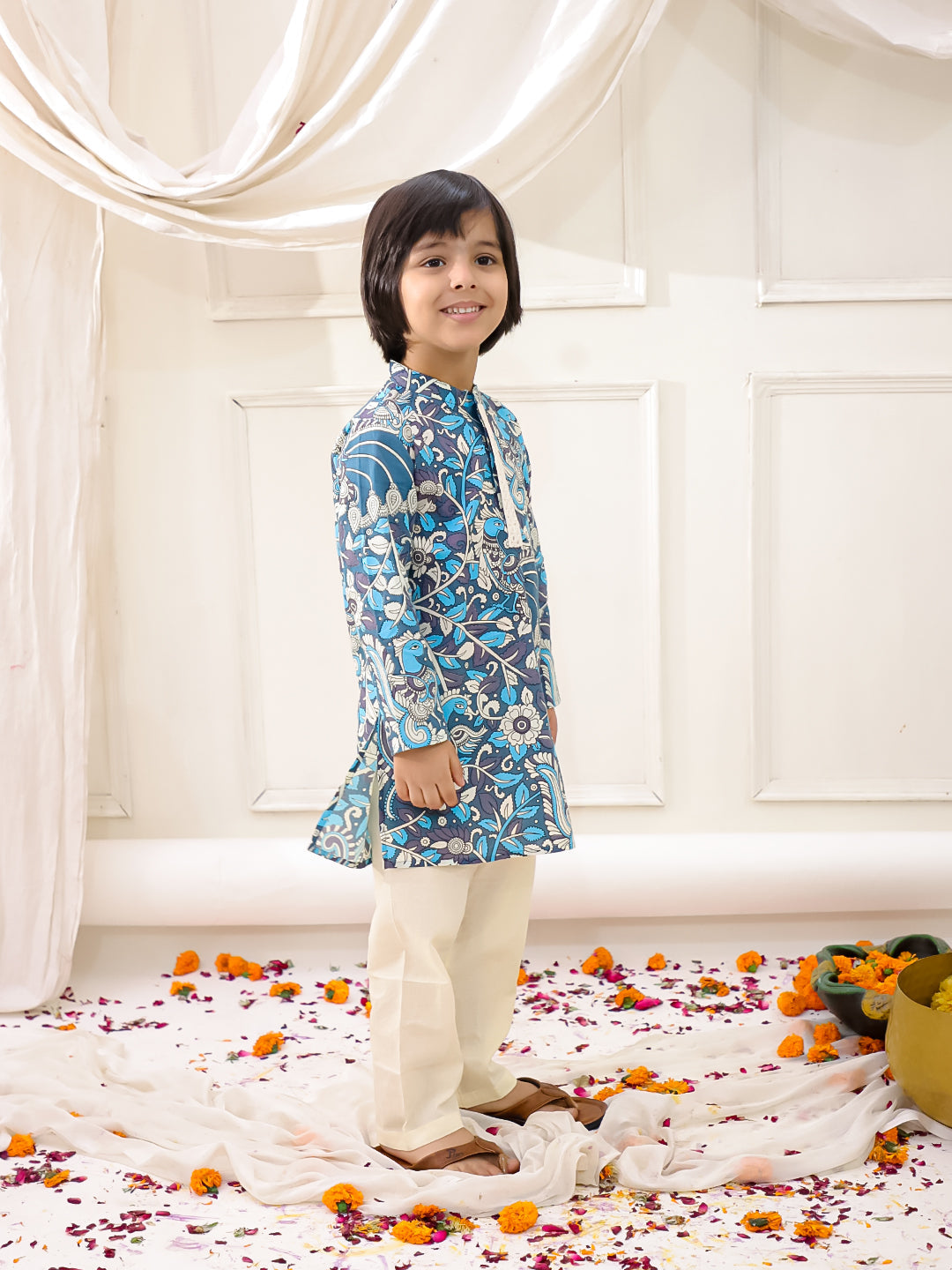 KID1 Madhubani Print Kurta Pajama Blue