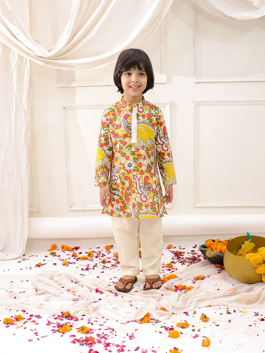 KID1 Madhubani Print Kurta Pajama Yellow