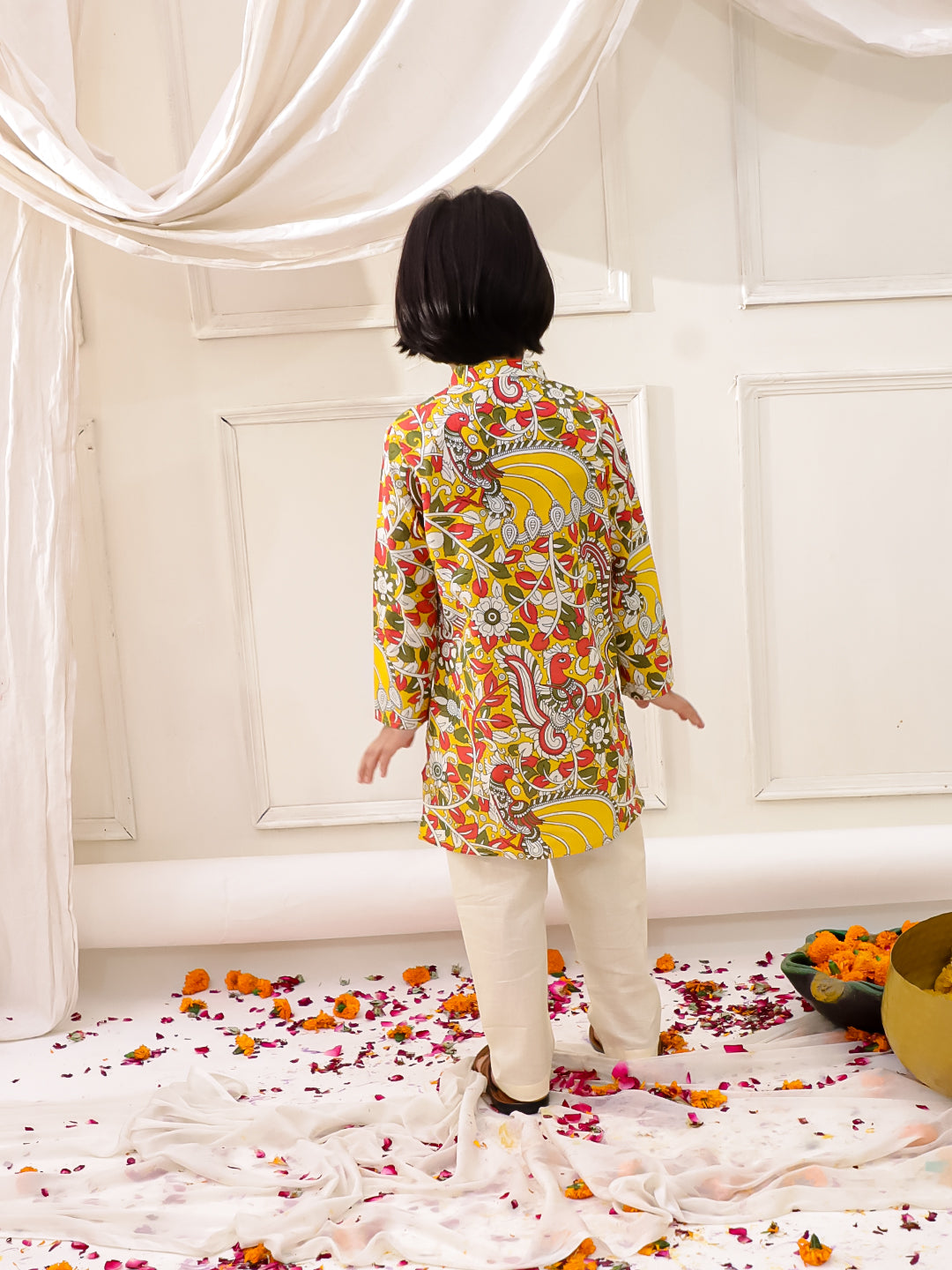 KID1 Madhubani Print Kurta Pajama Yellow