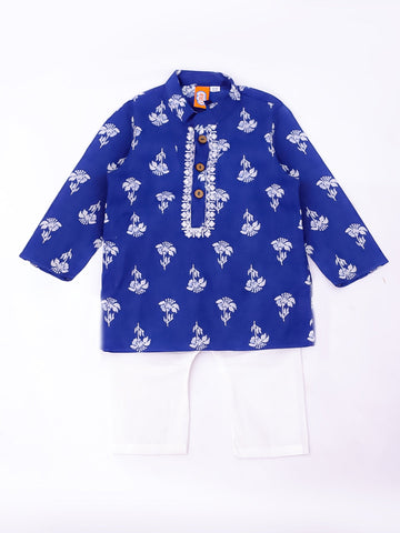 KID1 Infants Floral Tiny Threads Kurta Pajama Set Blue