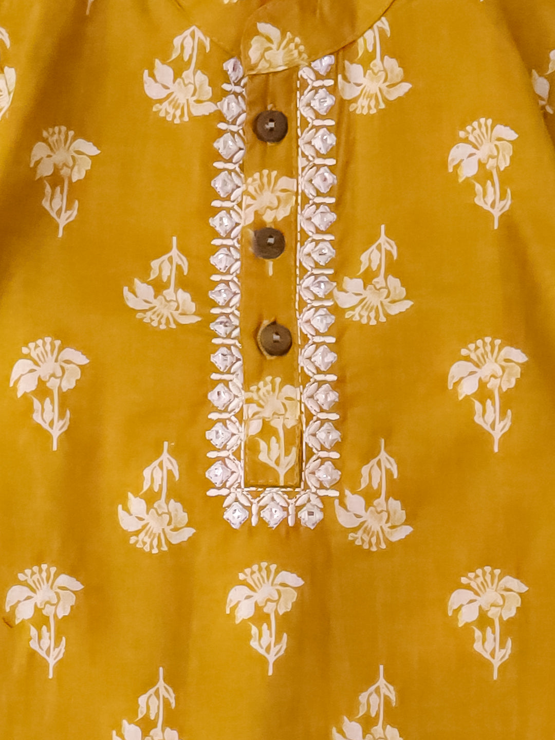 KID1 Infants Floral Tiny Threads Kurta Pajama Set Musturd