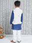 KID1 Embroidered Kurti And Palazzo Set For Girls With Embroidered Jacket Kurta Pajama Set For Boys - Offwhite & Blue
