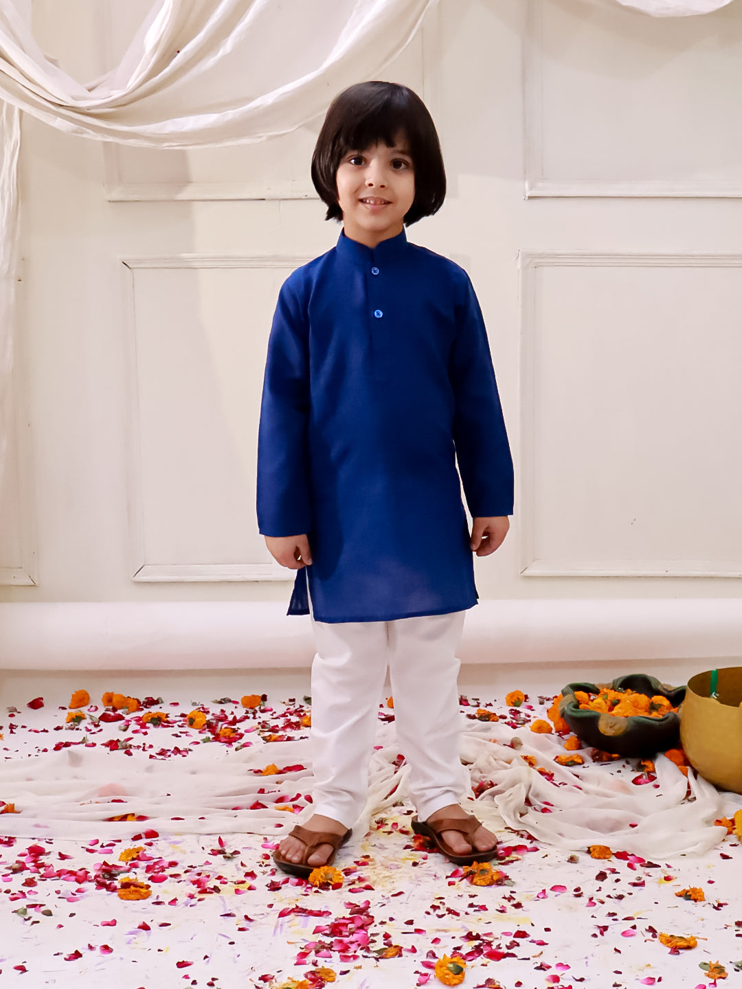 KID1 Embroidered Jacket Kurta Pyjama Set Blue