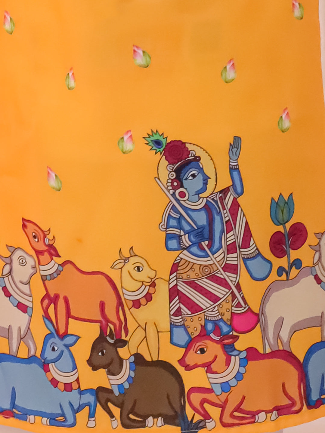 KID1 Krishna Slim-Fit Printed Kurta Pyjama Yellow