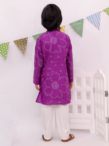 Kid One Royal Bandhani Kurta Set Purple