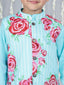 KID1 Guldasta Boys Jacket Kurta And Pyjama Set Turquoise