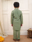 Kid One Sequins Work Kurta Pajama Set Green