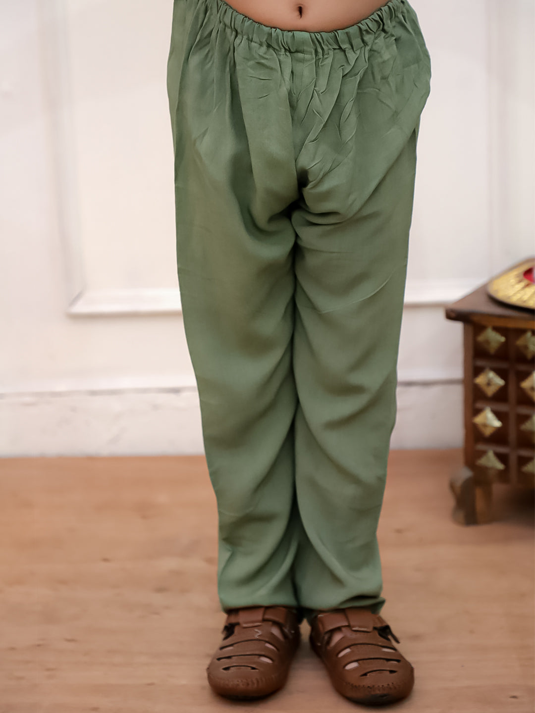 Kid One Sequins Work Kurta Pajama Set Green