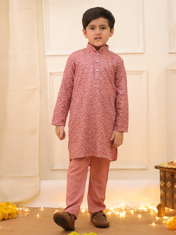 KID1 Sequins Work Kurta Pajama Set Pink
