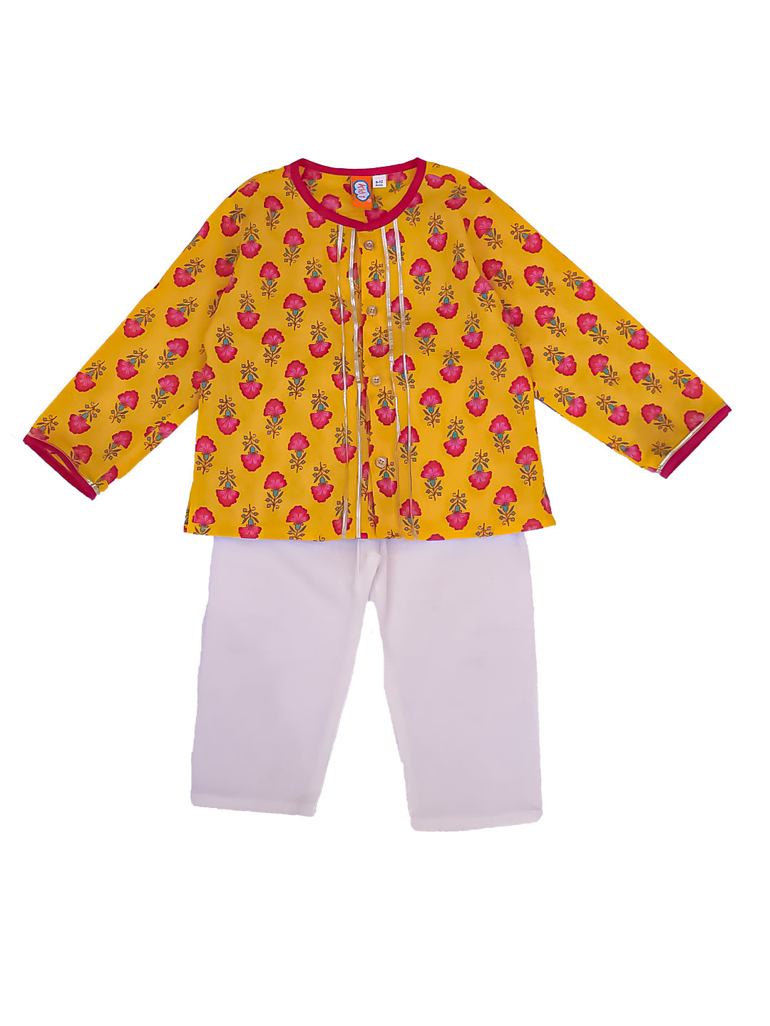 Kid One Princess Lehenga Choli With Dupatta For Girls With Printed Kurta Pajama Set For Boys - Musturd