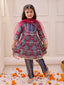 KID1 3 Tier Kurti With Pants And Dupatta Blue