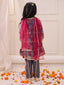KID1 3 Tier Kurti With Pants And Dupatta Blue