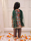 KID1 3 Tier Kurti With Pants And Dupatta Green
