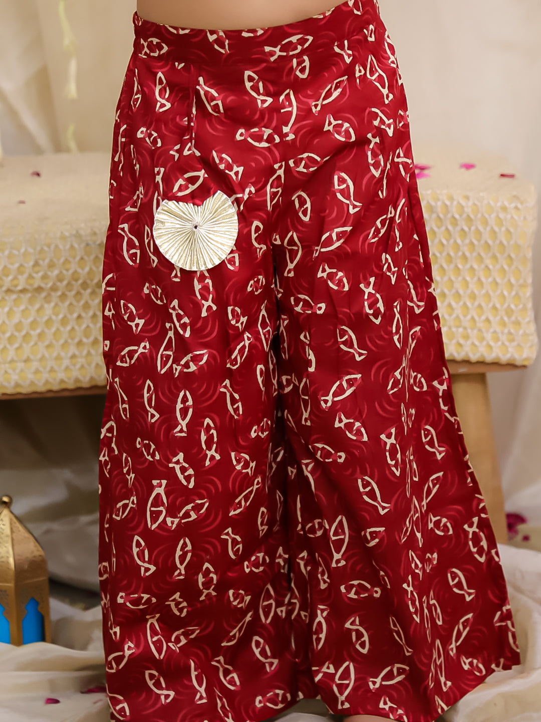 KID1 Jaltarang Top Palazzo Set Maroon