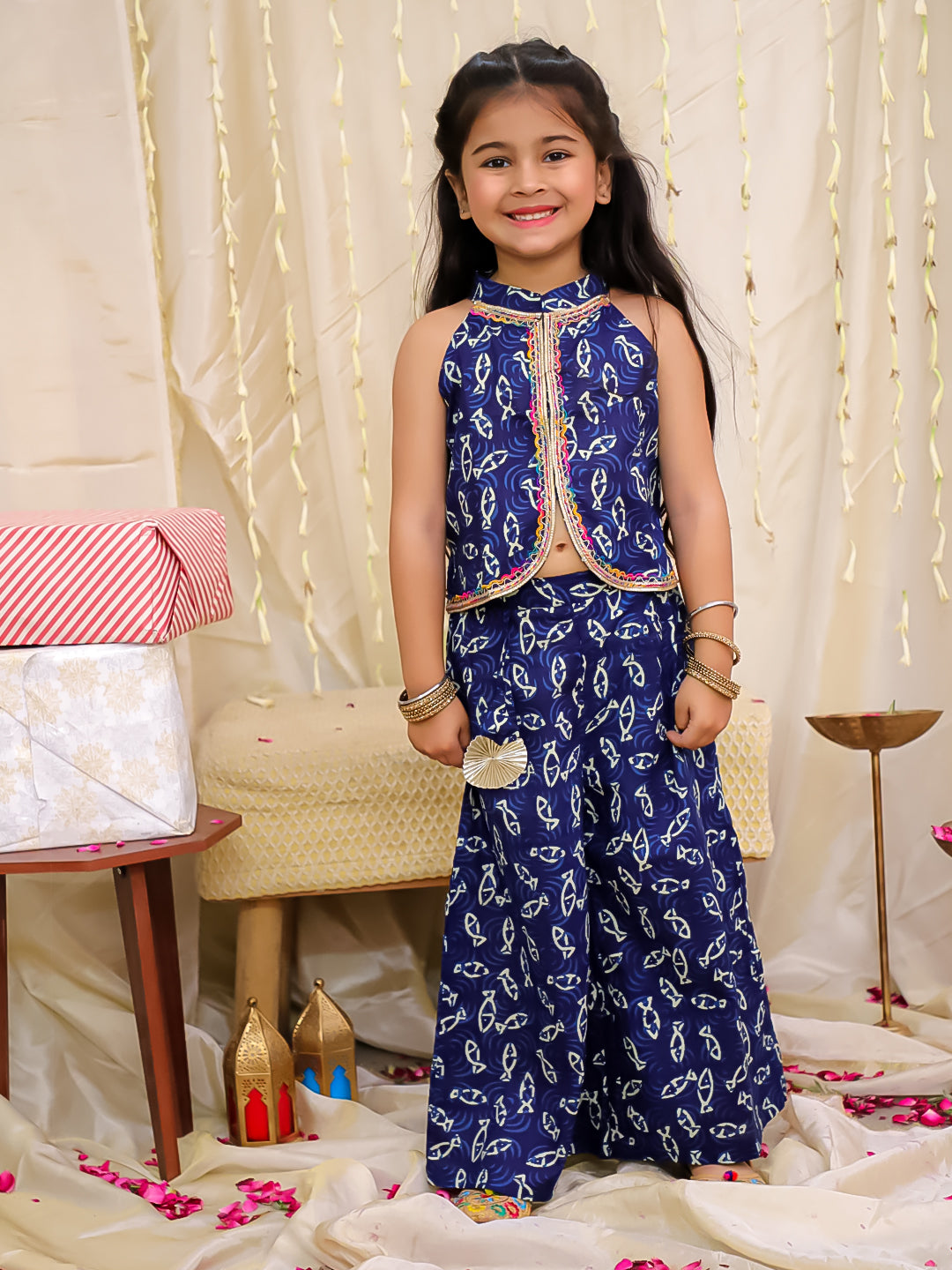 KID1 Jaltarang Top Palazzo Set Navy Blue