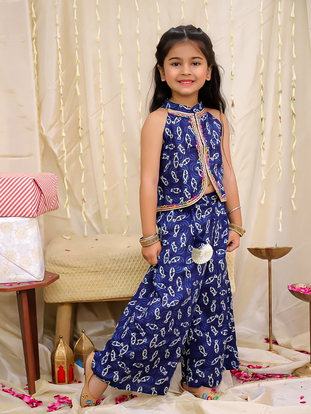 KID1 Jaltarang Top Palazzo Set Navy Blue