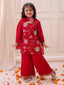 KID1 Blossom Kurti Plazzo with Dupatta Red