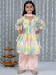 KID1 Dew Drop Kurti Plazzo Pant With Dupatta Peach