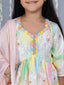 KID1 Dew Drop Kurti Plazzo Pant With Dupatta Peach